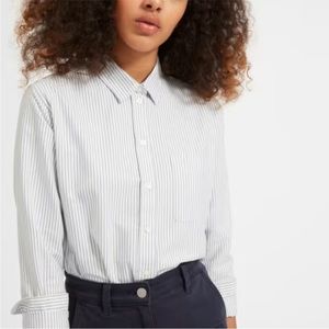 Everlane Japanese Oxford Shirt Blue white stripe Sz 12